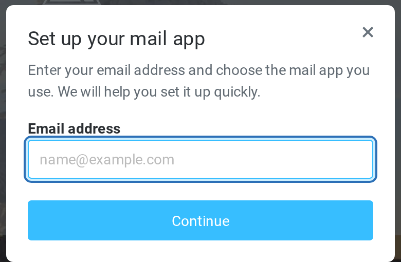 Iestatīšanas palīga logs garmtech.email pieteikšanās lapā